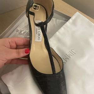 Jimmy Choo crocodile t strap heels size 38.5